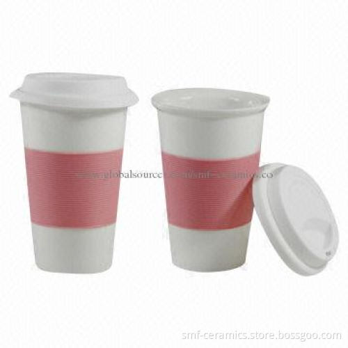 11oz Ceramic Mugs with Colorful Silicone for Promotional, Double/Single Wall Mug, Silicone Cover